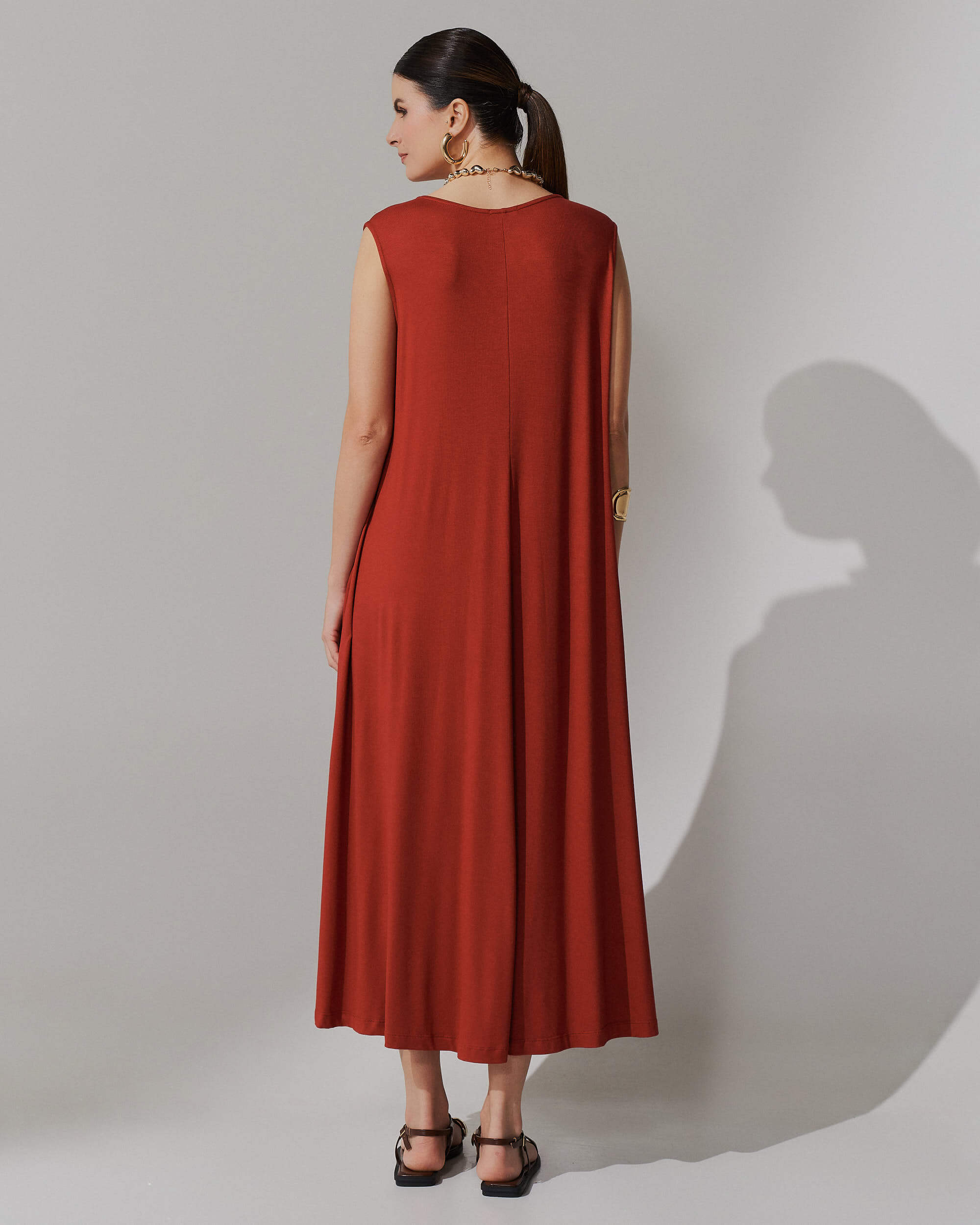 Vestido Agnela Marrom Galápagos