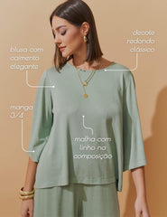 Conjunto Lino Betania Verde Menta