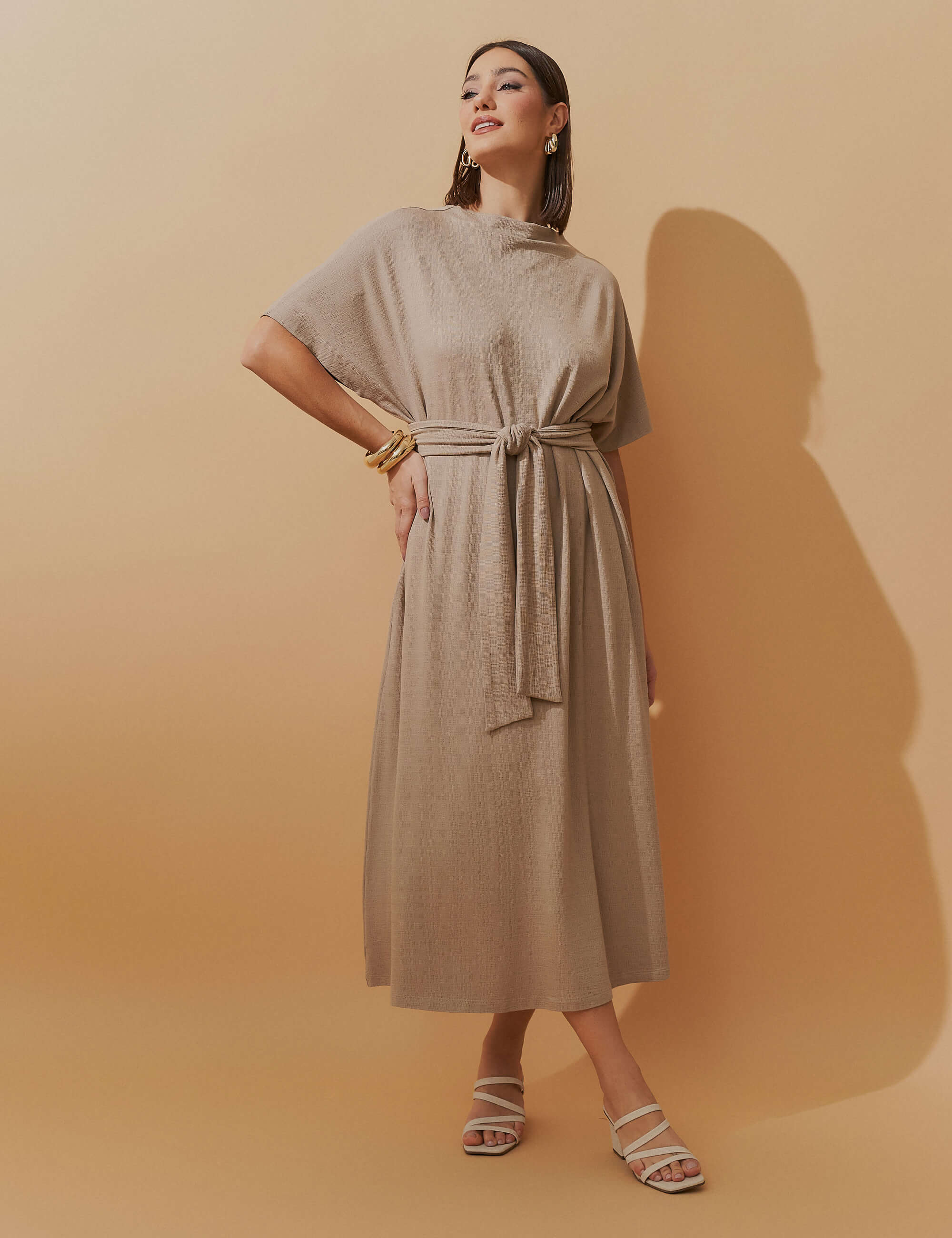Vestido Lino Brena Taupe