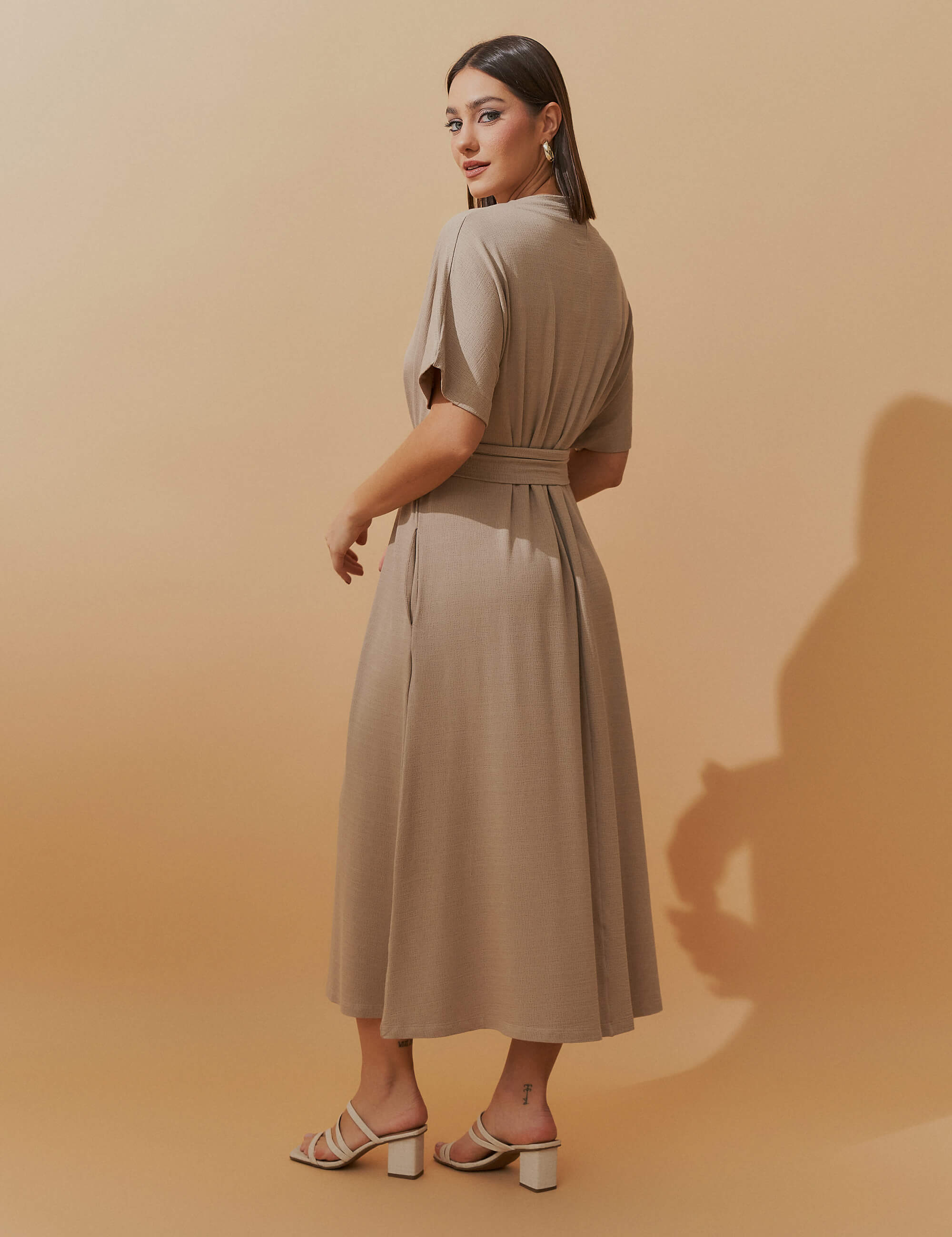 Vestido Lino Brena Taupe