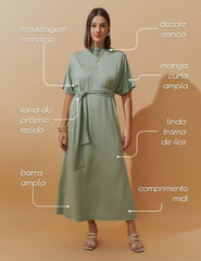 Vestido Lino Brena Verde Menta