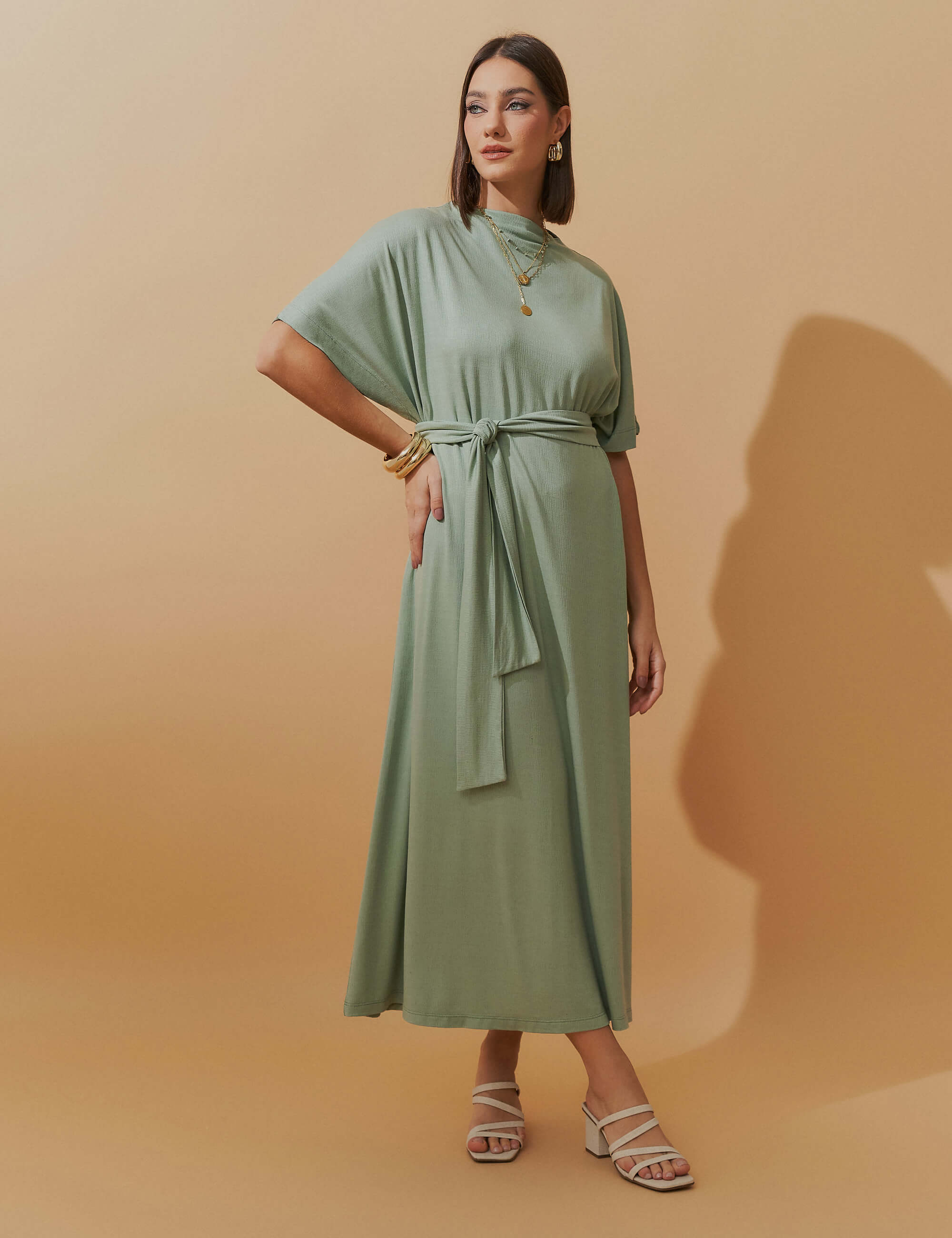 Vestido Lino Brena Verde Menta
