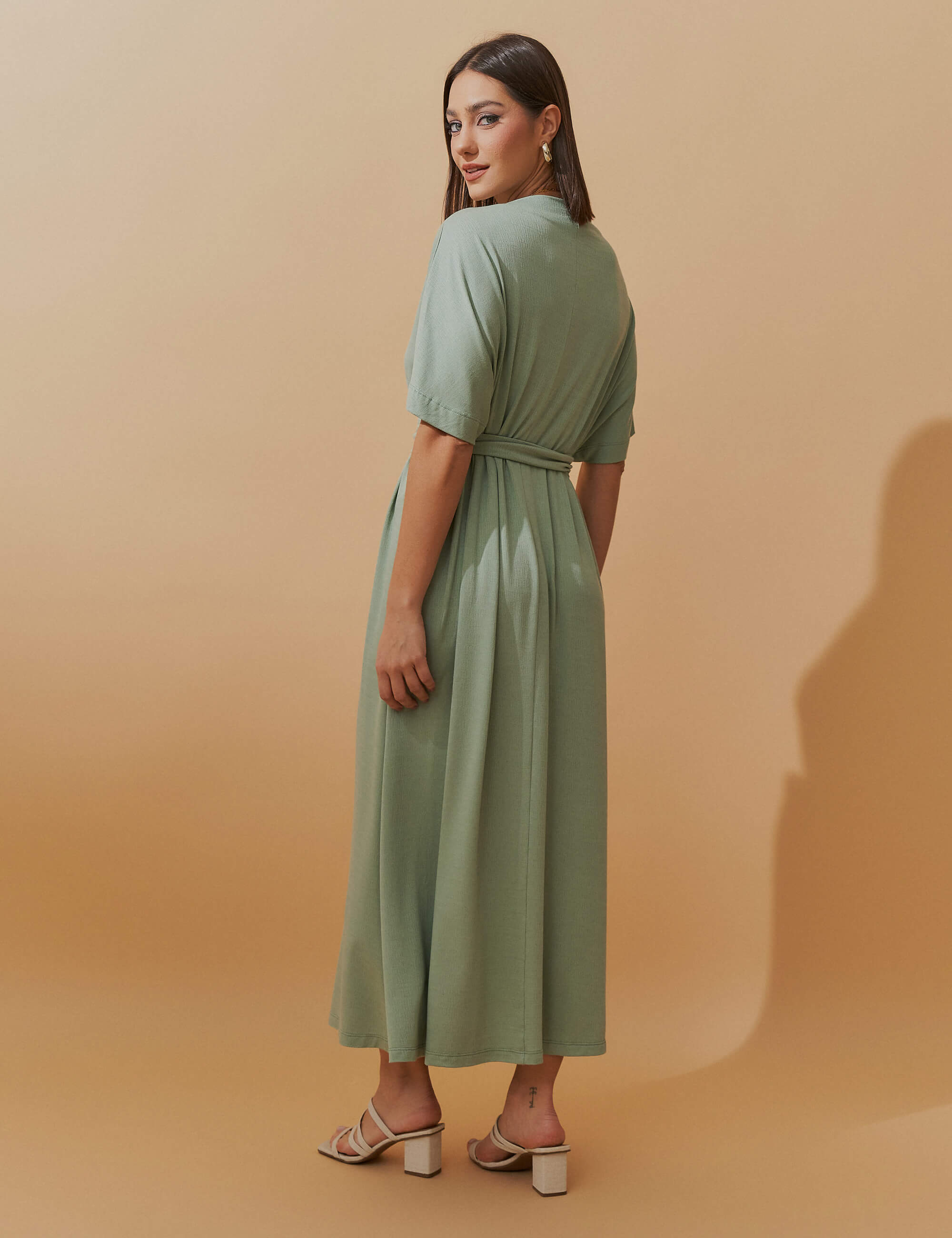 Vestido Lino Brena Verde Menta