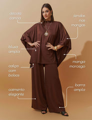 Conjunto Vicenza Benedita Marrom Natureza