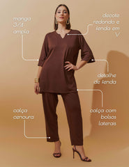 Conjunto Vicenza Briana Marrom Natureza