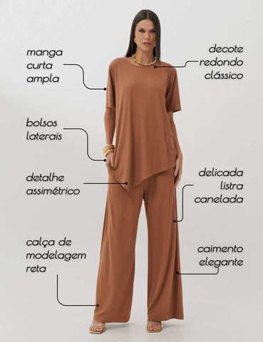 Conjunto Canelado Camila Mocha Mousse
