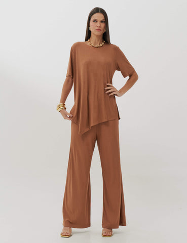 Conjunto Canelado Camila Mocha Mousse