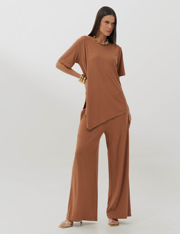 Conjunto Canelado Camila Mocha Mousse