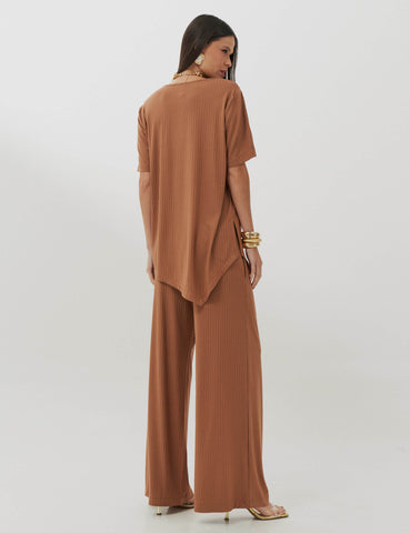 Conjunto Canelado Camila Mocha Mousse