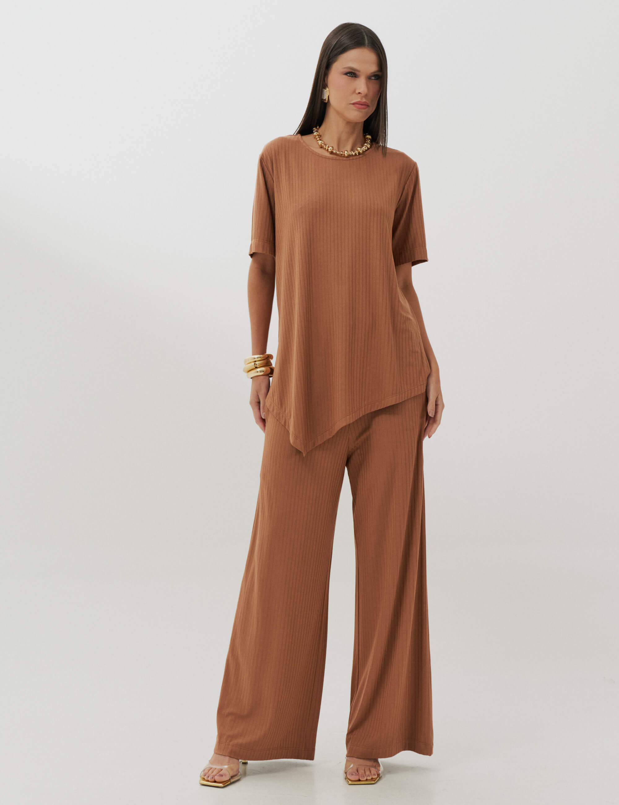 Conjunto Canelado Camila Mocha Mousse