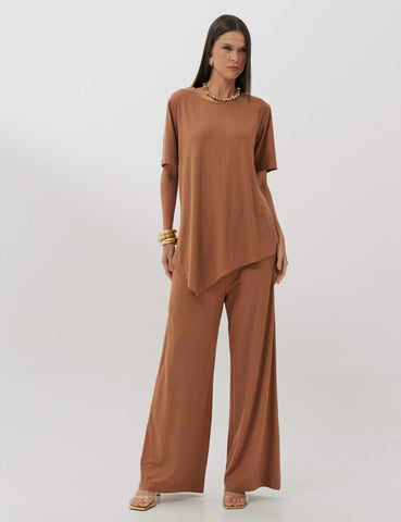 Conjunto Canelado Camila Mocha Mousse