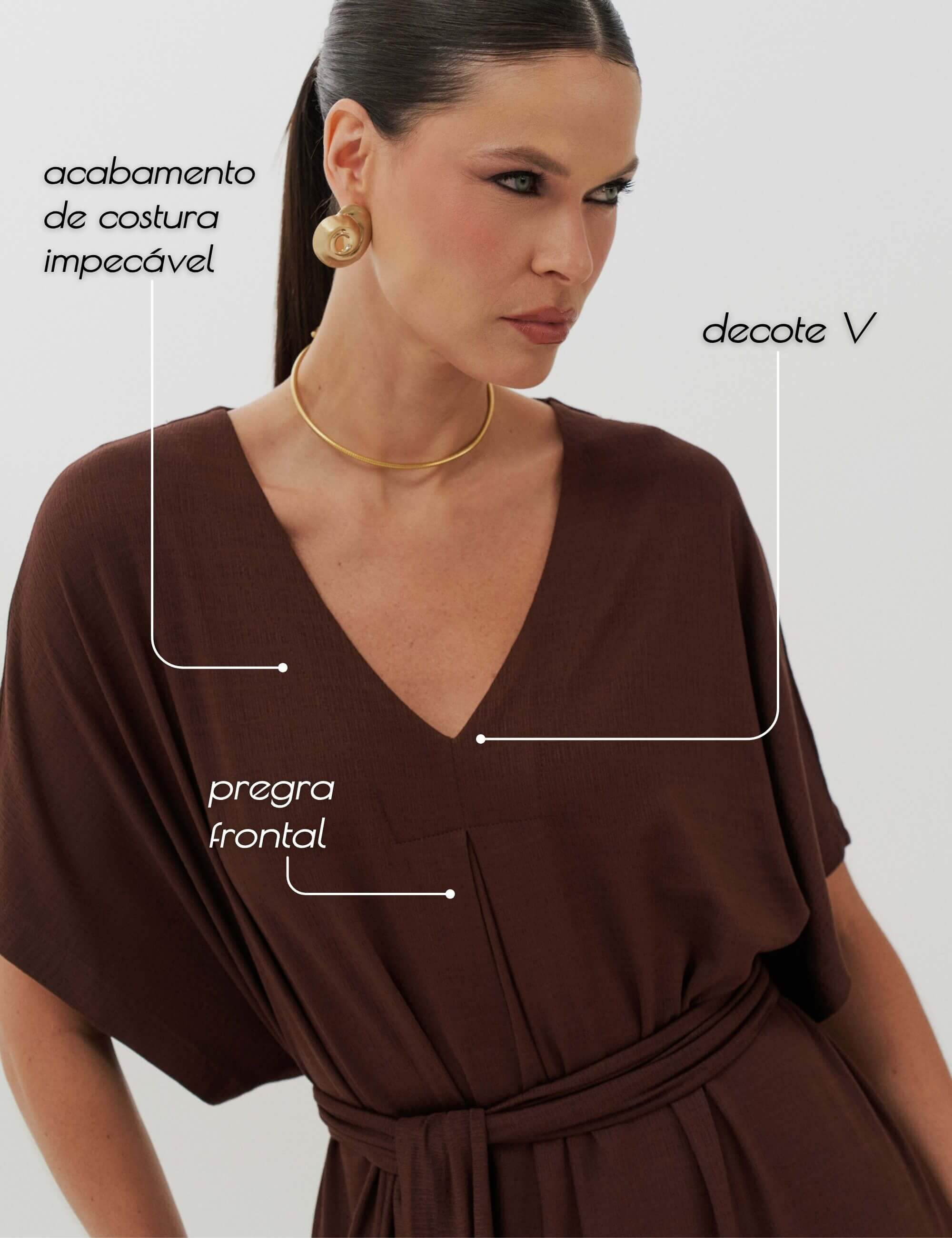 Vestido Vicenza Celina Marrom Natureza