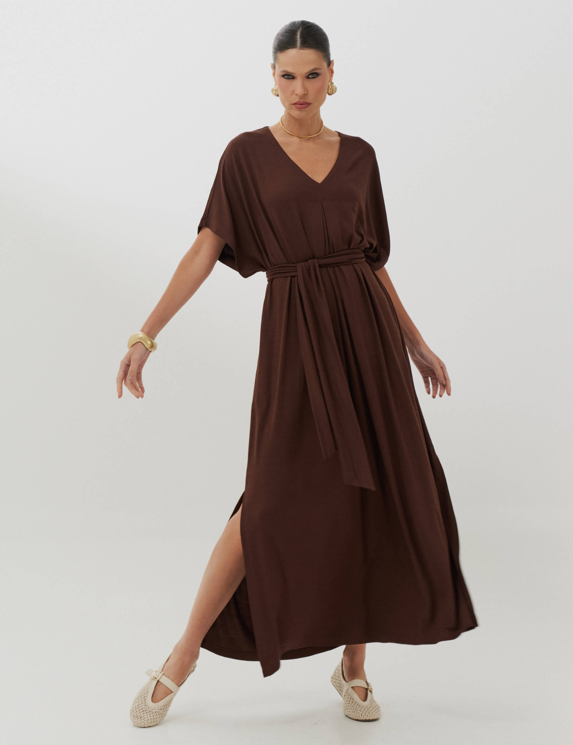 Vestido Vicenza Celina Marrom Natureza