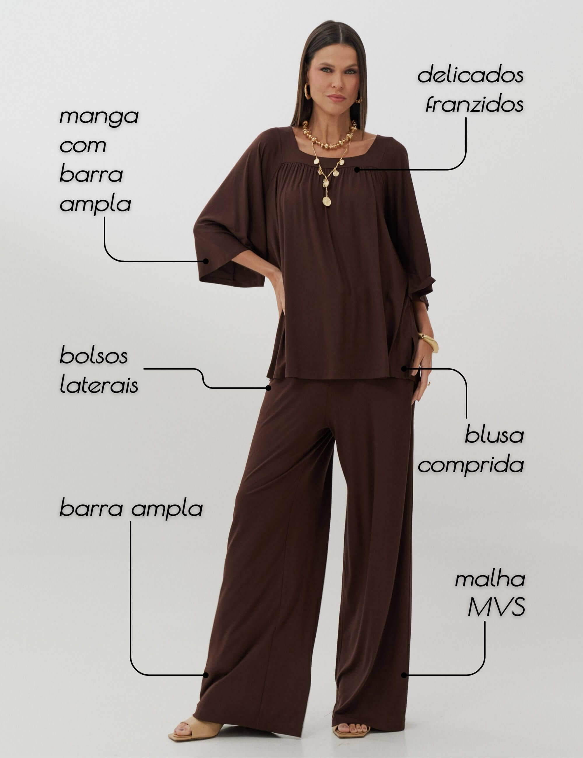 Conjunto Celeste Marrom Natureza