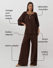 Conjunto Celeste Marrom Natureza