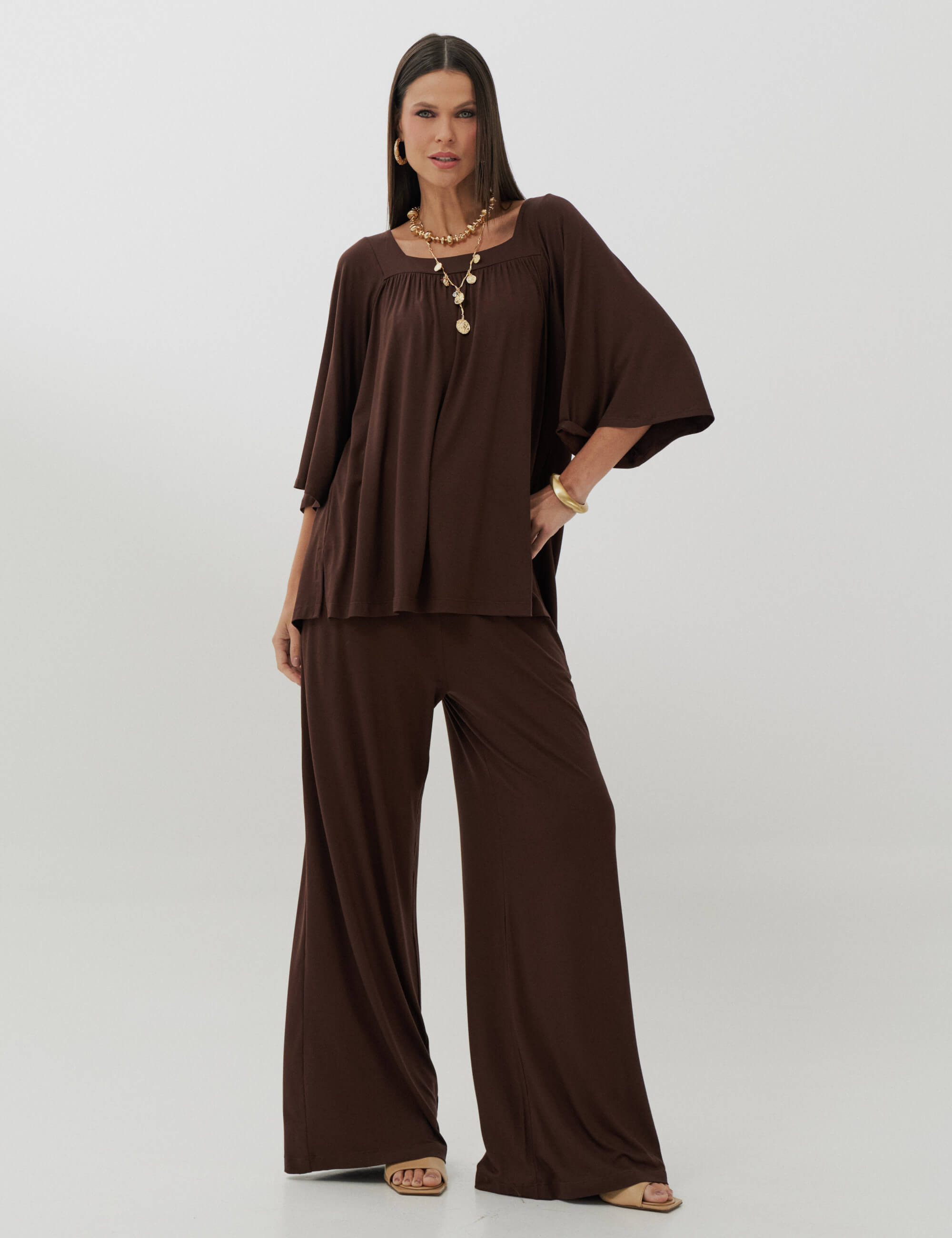 Conjunto Celeste Marrom Natureza