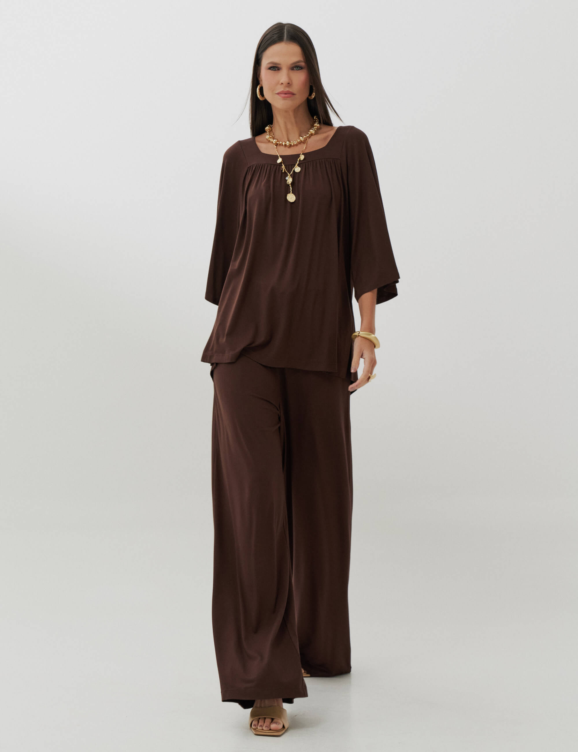 Conjunto Celeste Marrom Natureza