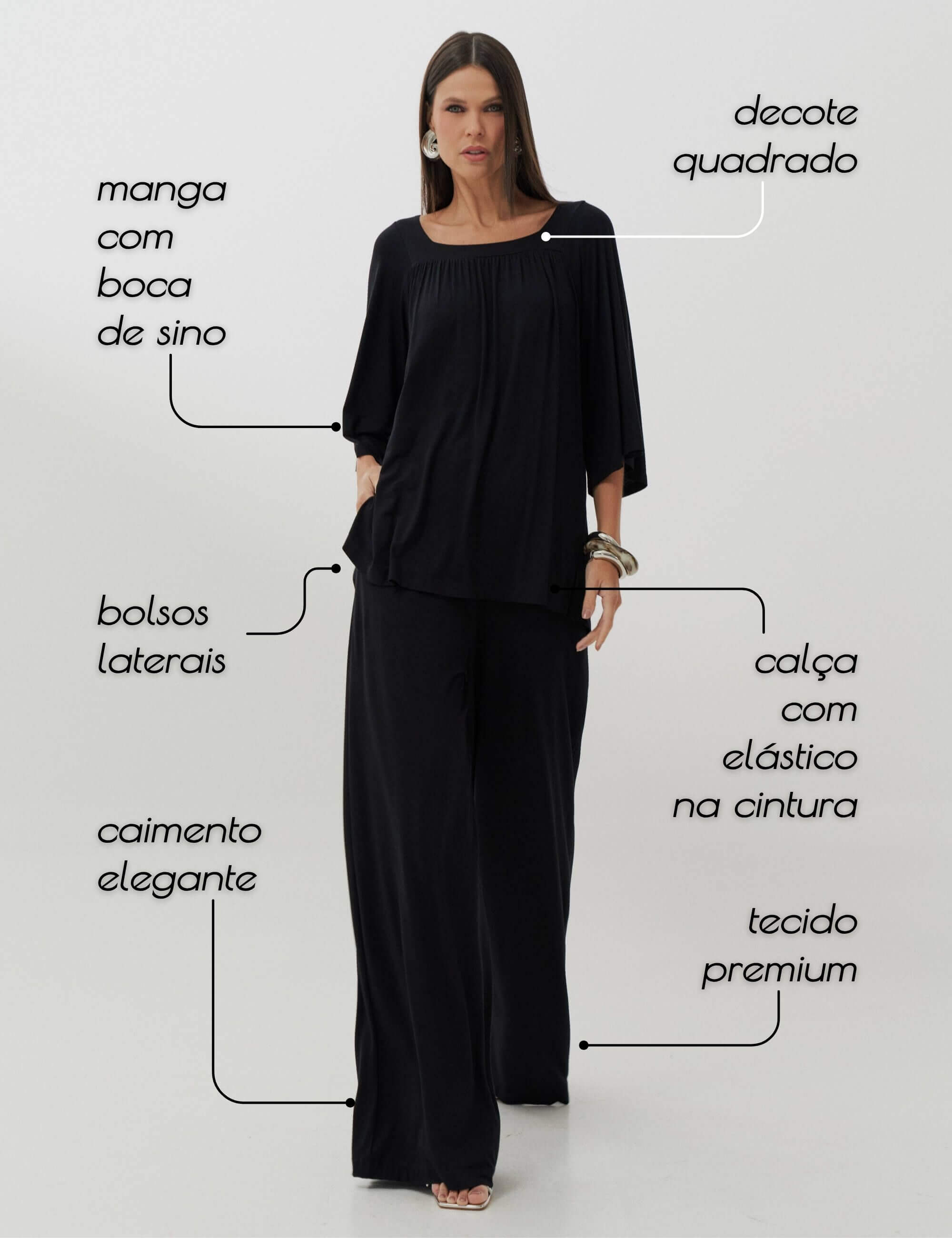 Conjunto Celeste Preto