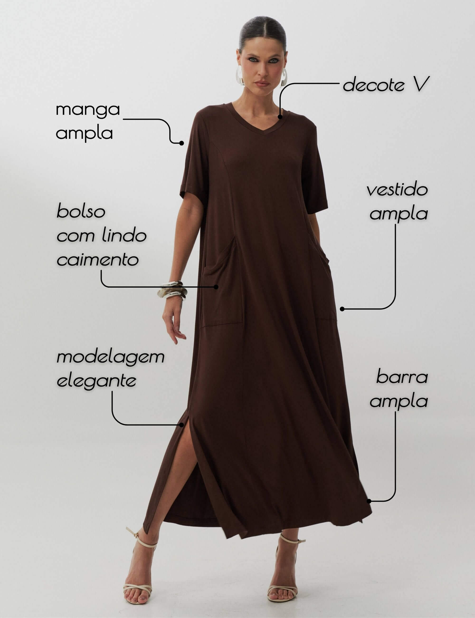 Vestido Cintra Marrom Natureza