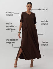 Vestido Cintra Marrom Natureza