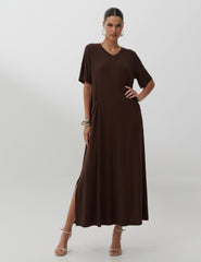 Vestido Cintra Marrom Natureza