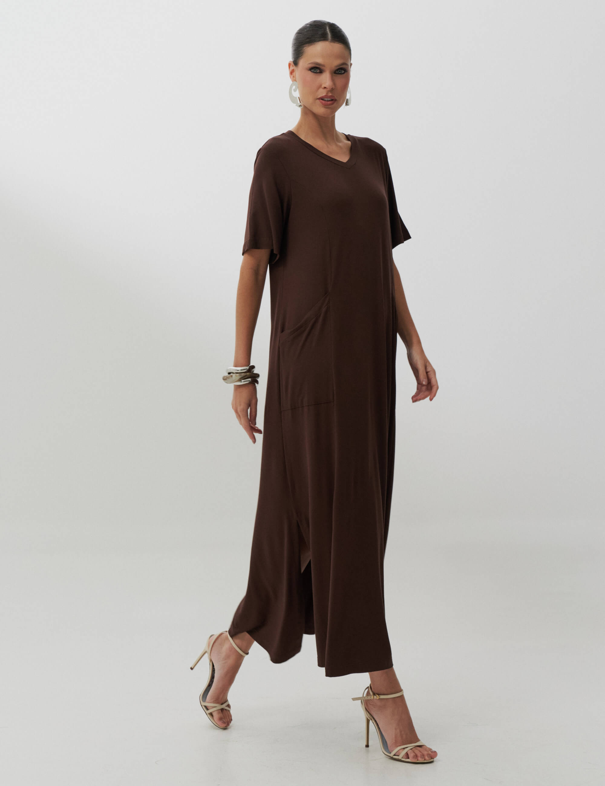 Vestido Cintra Marrom Natureza