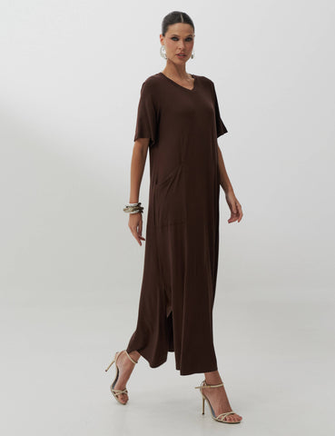 Vestido Cintra Marrom Natureza