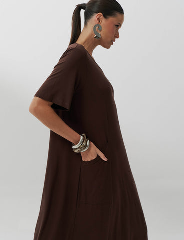 Vestido Cintra Marrom Natureza