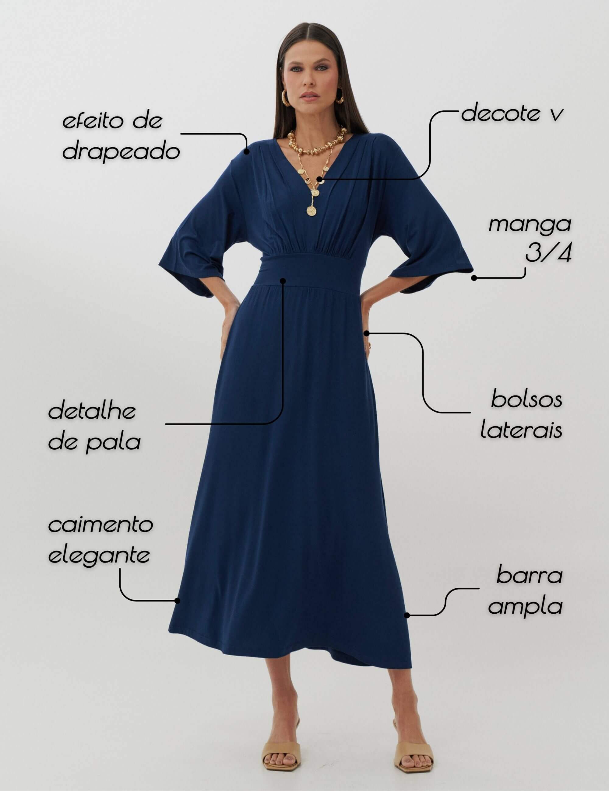 Vestido Cassia Azul Marinho