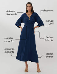 Vestido Cassia Azul Marinho