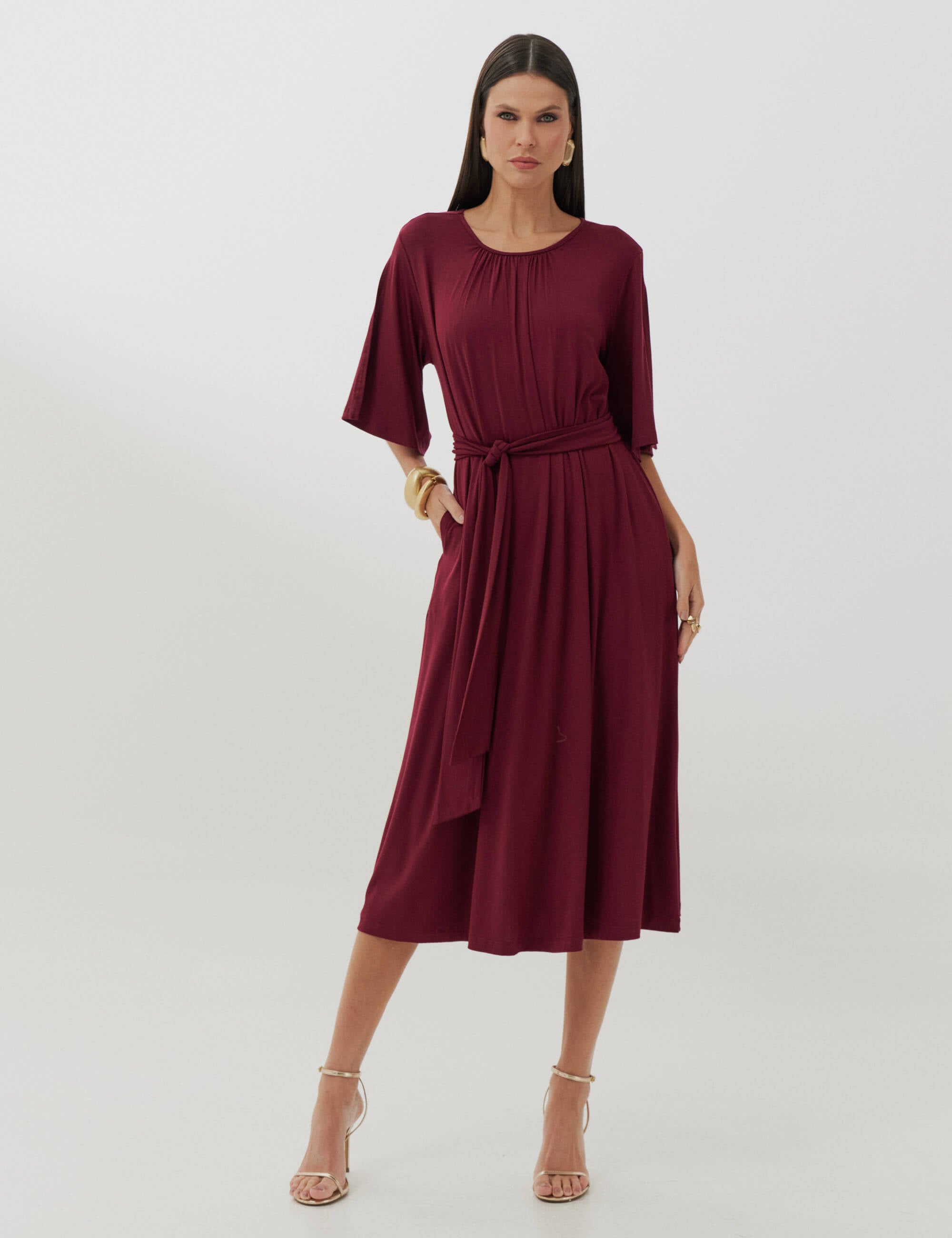 Vestido Clecia Bordo