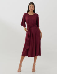 Vestido Clecia Bordo