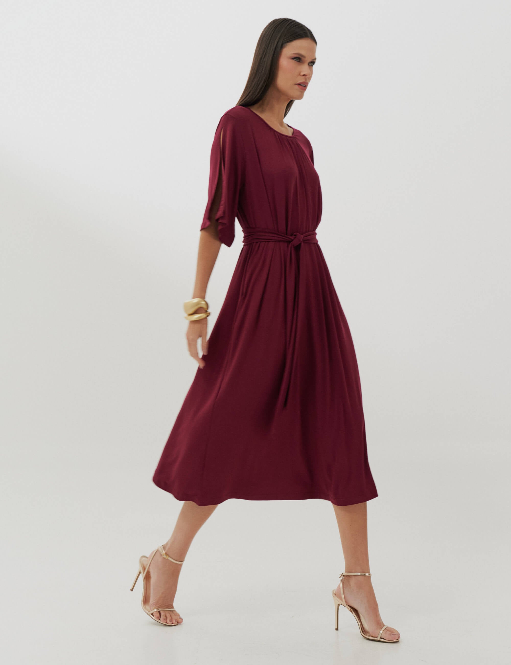 Vestido Clecia Bordo
