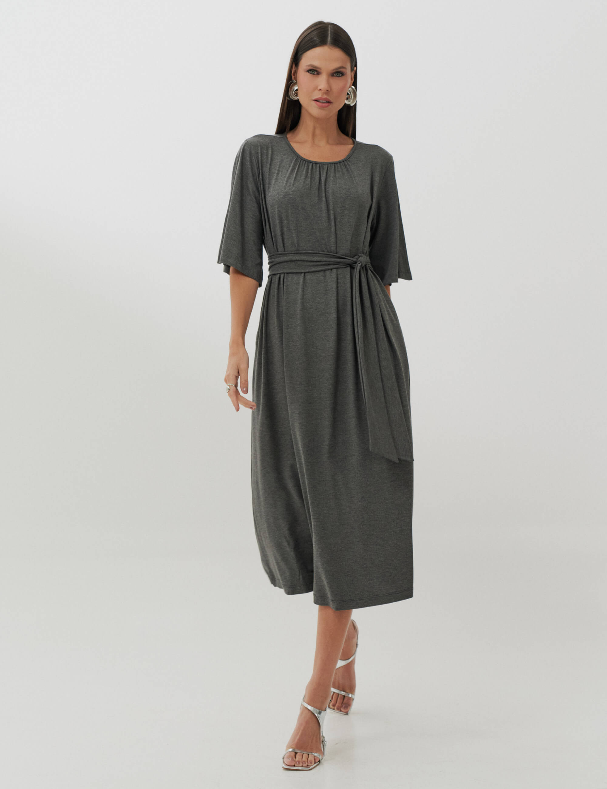 Vestido Clecia Mescla Escuro