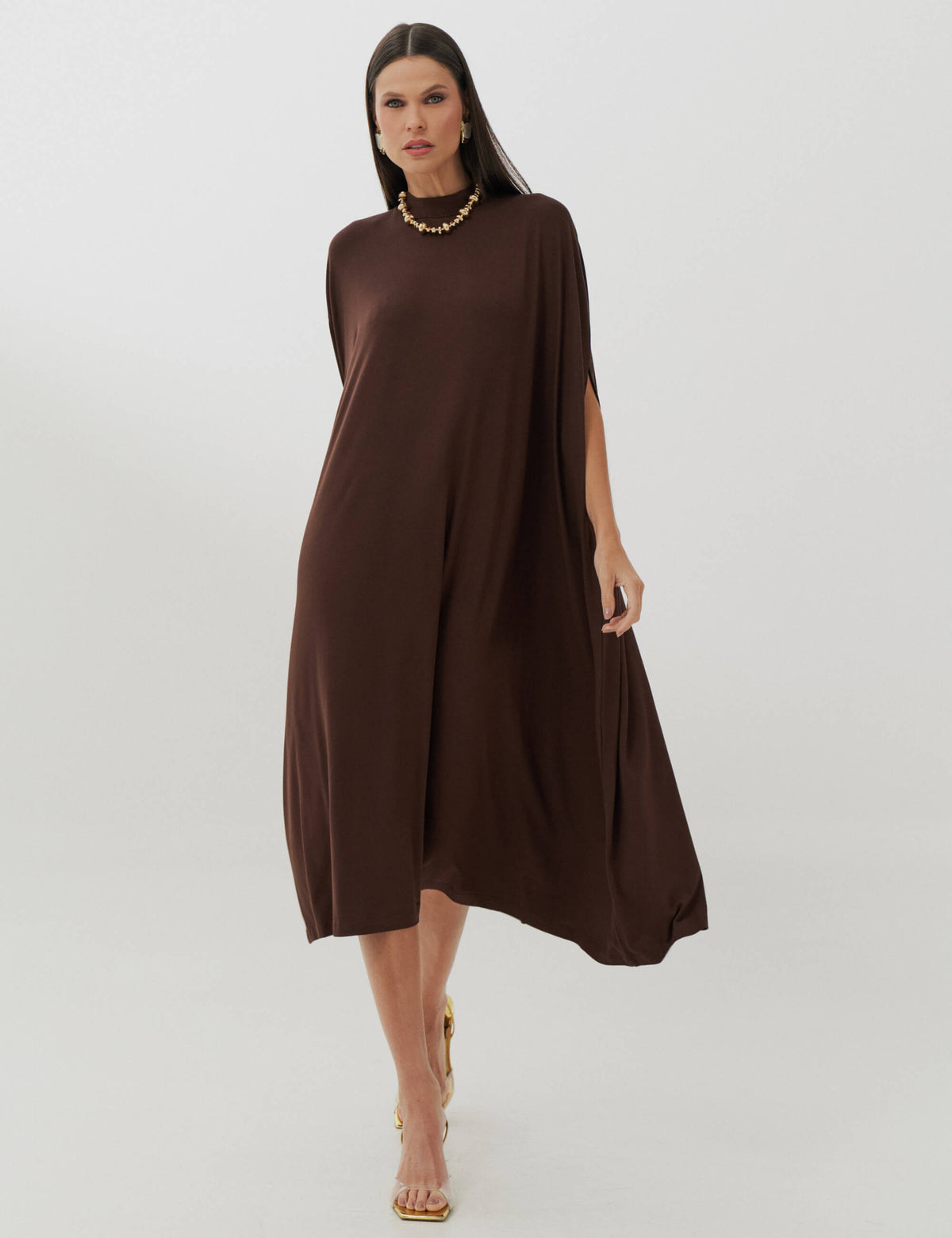 Vestido Claudina Marrom Natureza