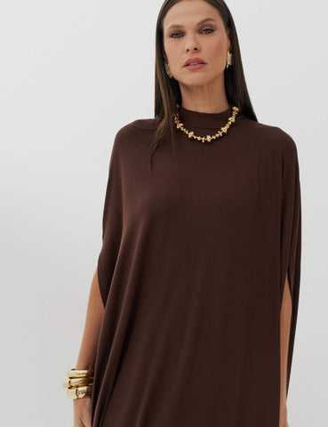 Vestido Claudina Marrom Natureza