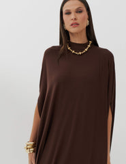 Vestido Claudina Marrom Natureza