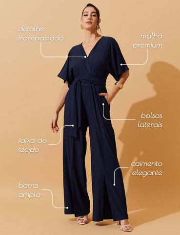 Macacão Marbella Demi Azul Marinho
