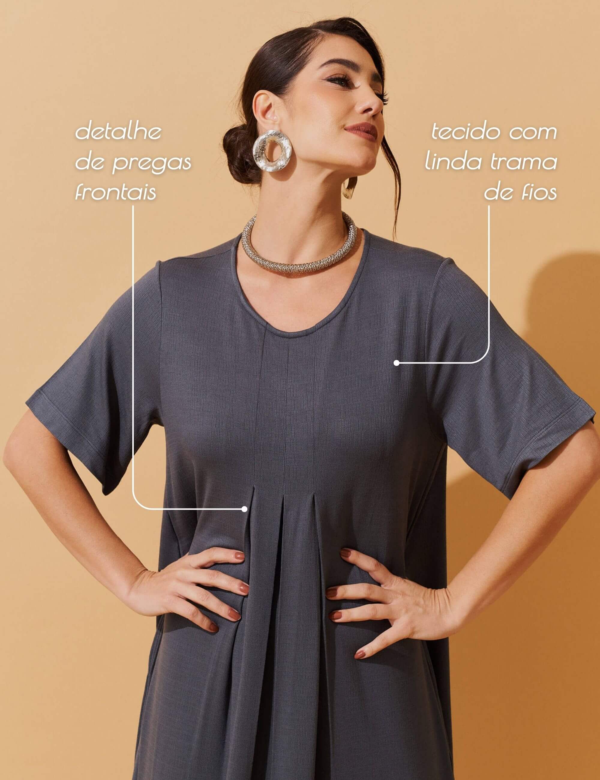 Vestido Vicenza Doroteia Cinza Astro