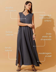 Vestido Vicenza Diara Cinza Astro