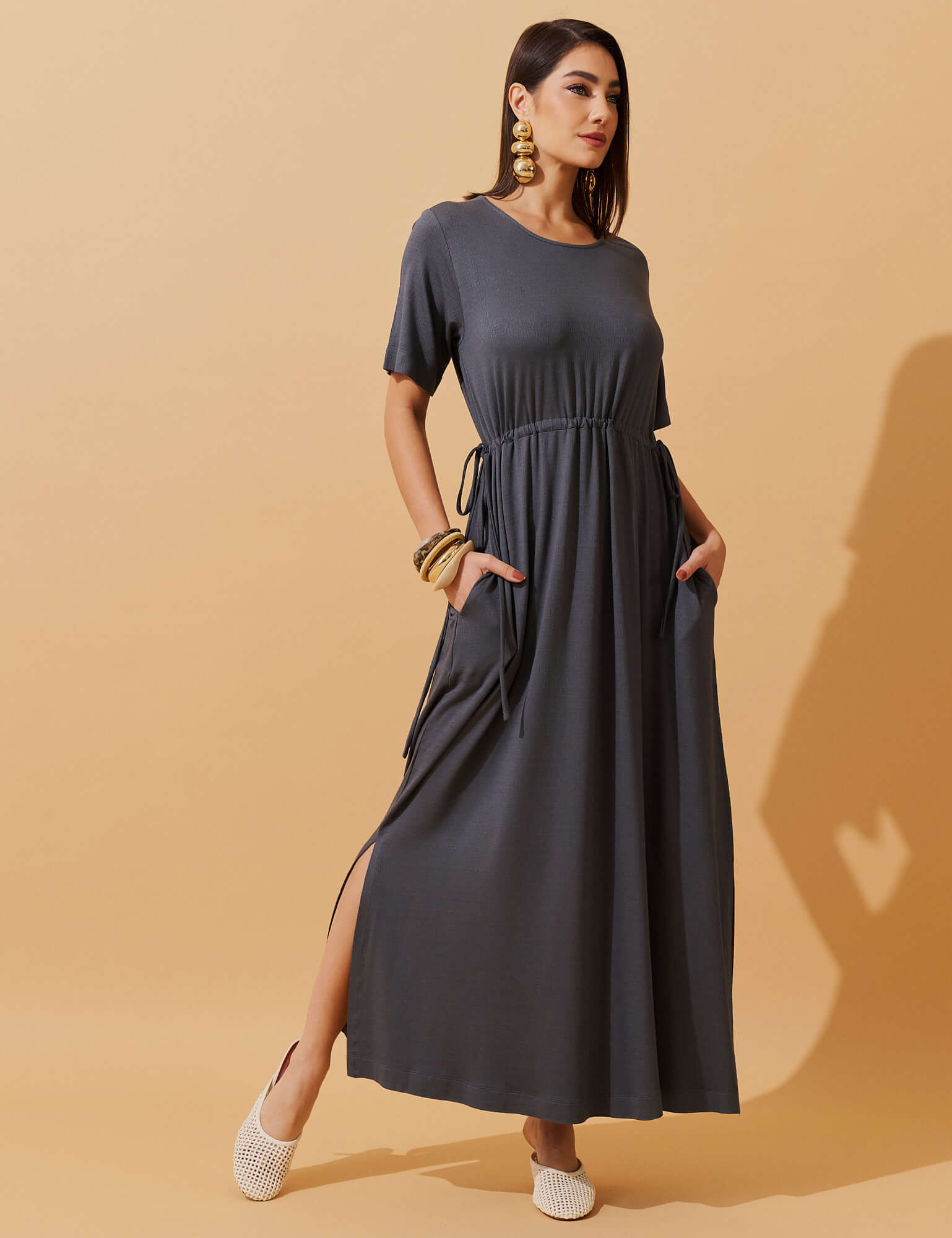 Vestido Vicenza Daurea Cinza Astro