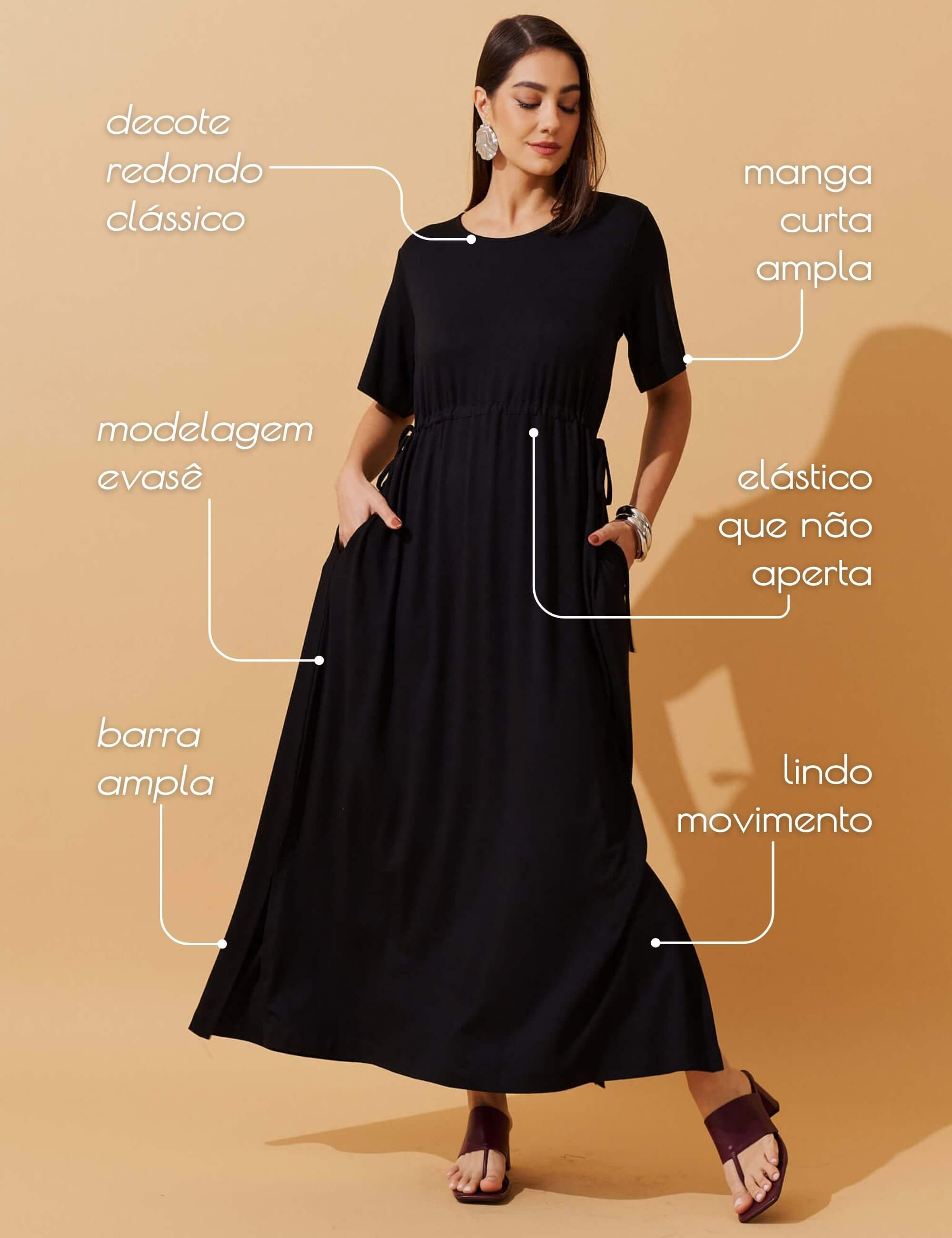 Vestido Vicenza Daurea Preto