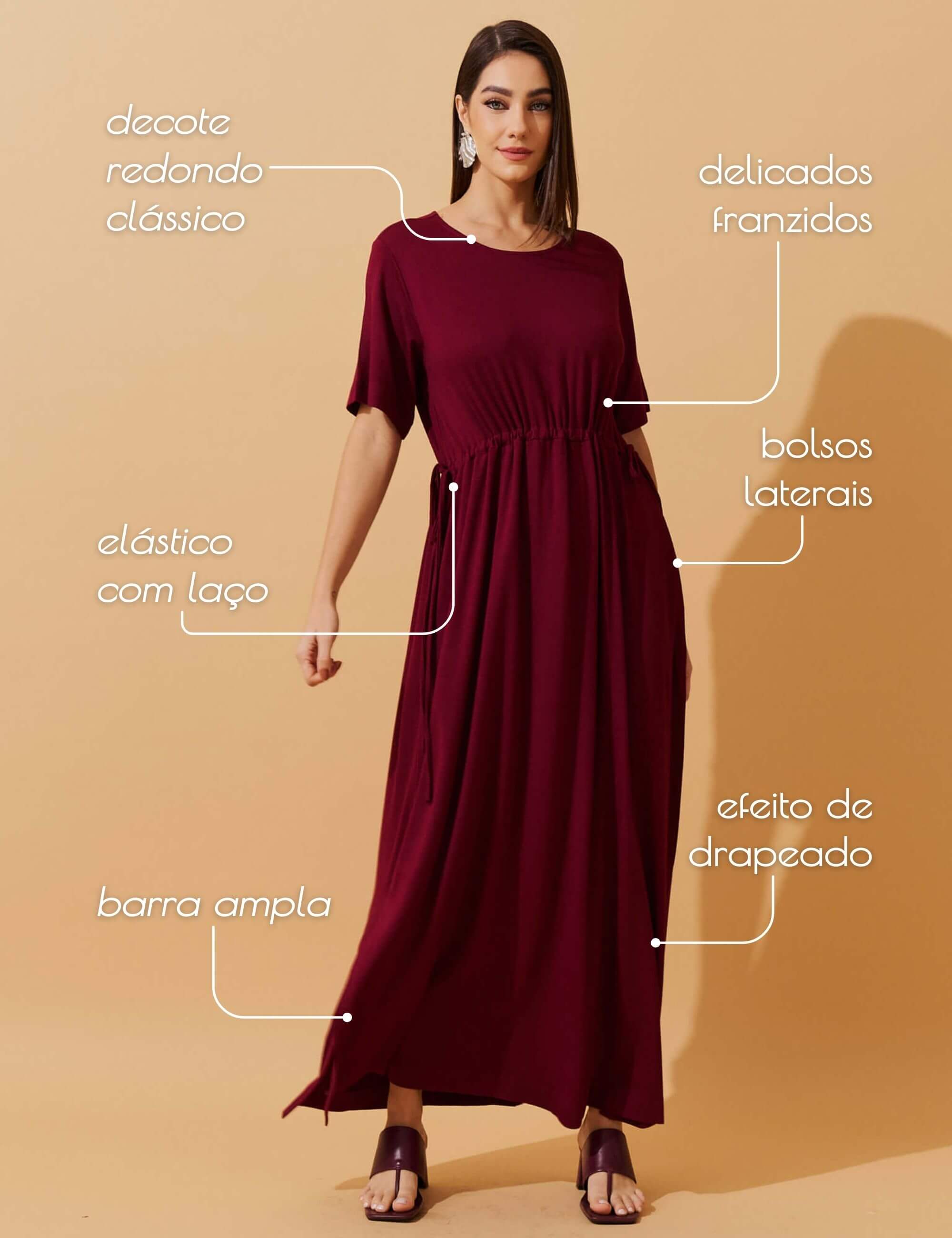 Vestido Vicenza Daurea Bordo