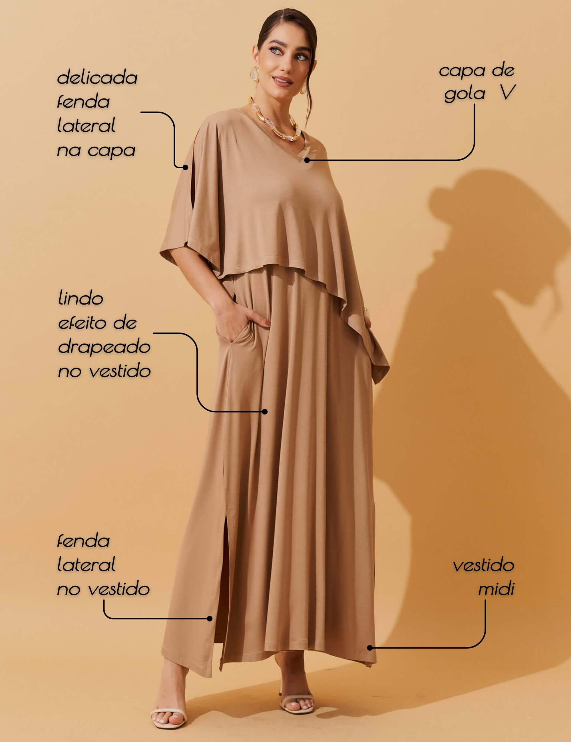 Vestido Diamela Bege Awake
