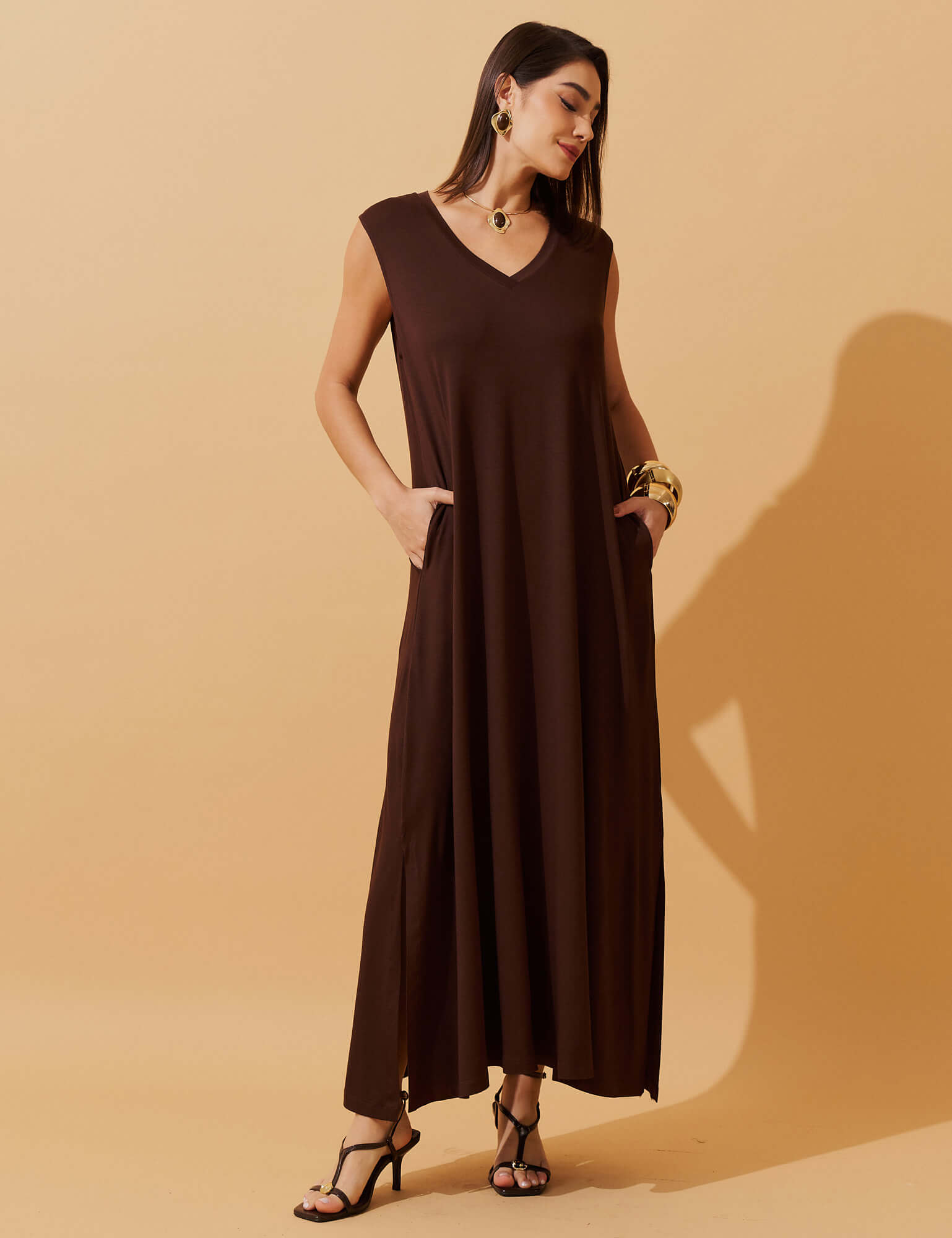 Vestido Diamela Marrom Natureza