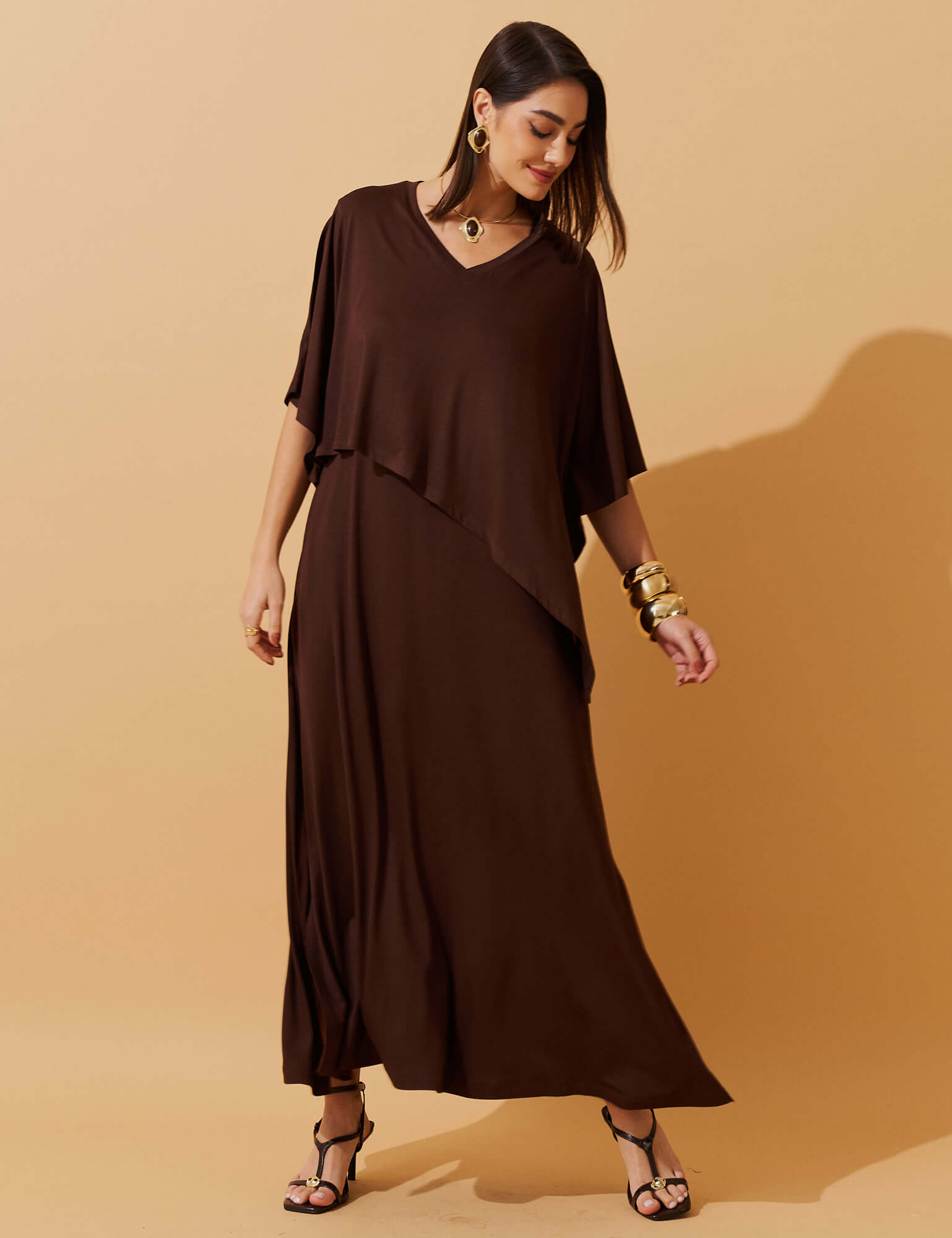 Vestido Diamela Marrom Natureza