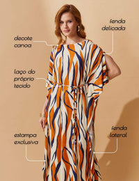 Vestido Estampado Elga Laranja