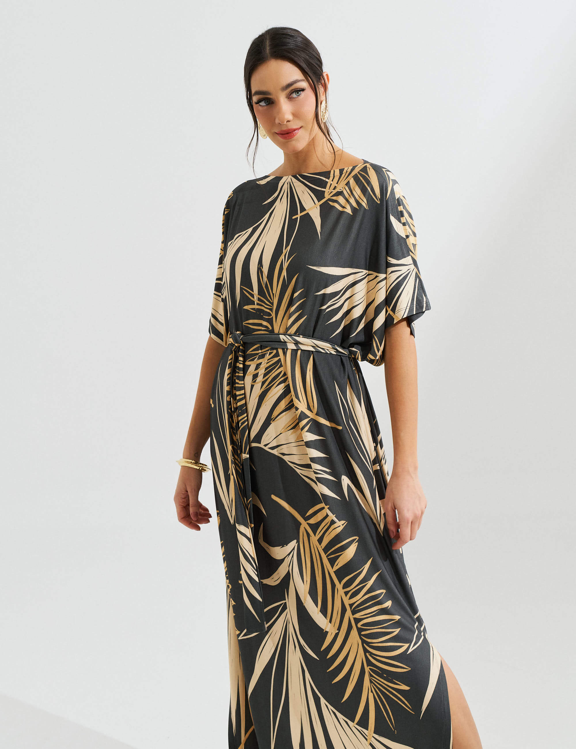 Vestido Estampado Edite Grafite