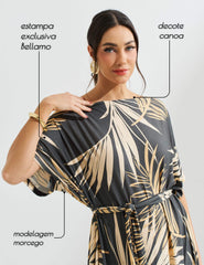 Vestido Estampado Edite Grafite