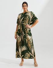 Vestido Estampado Edite Verde Imensidão
